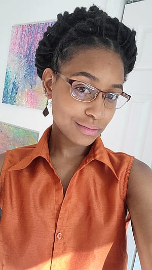 Classy in this orange top'