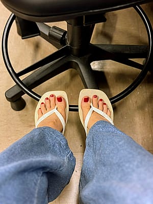 Would you be distracted by my feet in the office?'