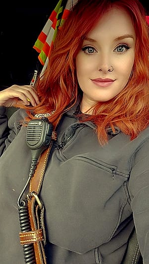 At work still try to look cute in uniform'