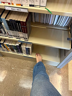Toes or soles? Which one you will worship in the library?'