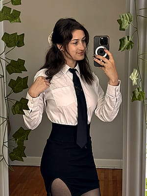 Teasing in mirror at work'
