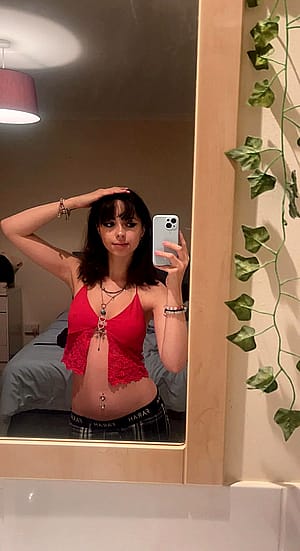 Looking hot in red crop top'