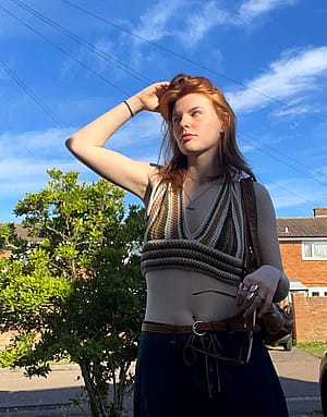 classy girl in crochet top'