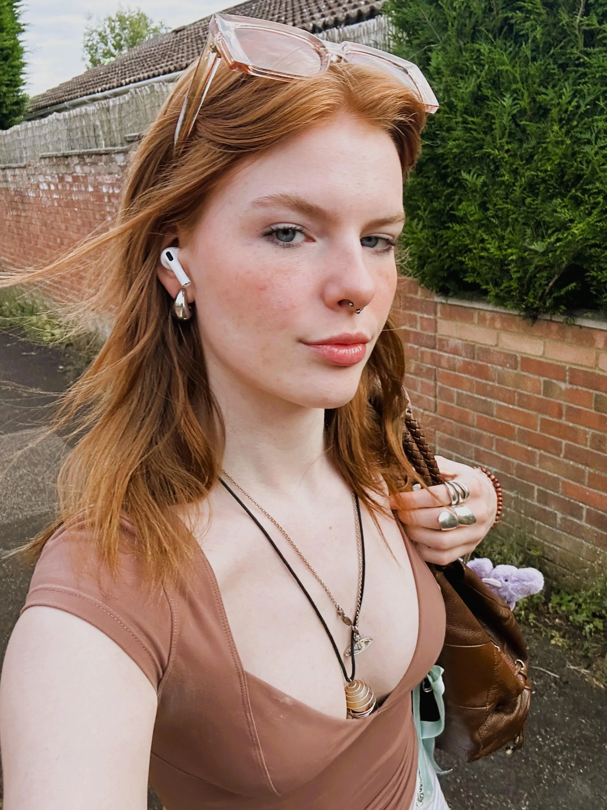 sexy red hair girl in brown top picture 1 of 1
