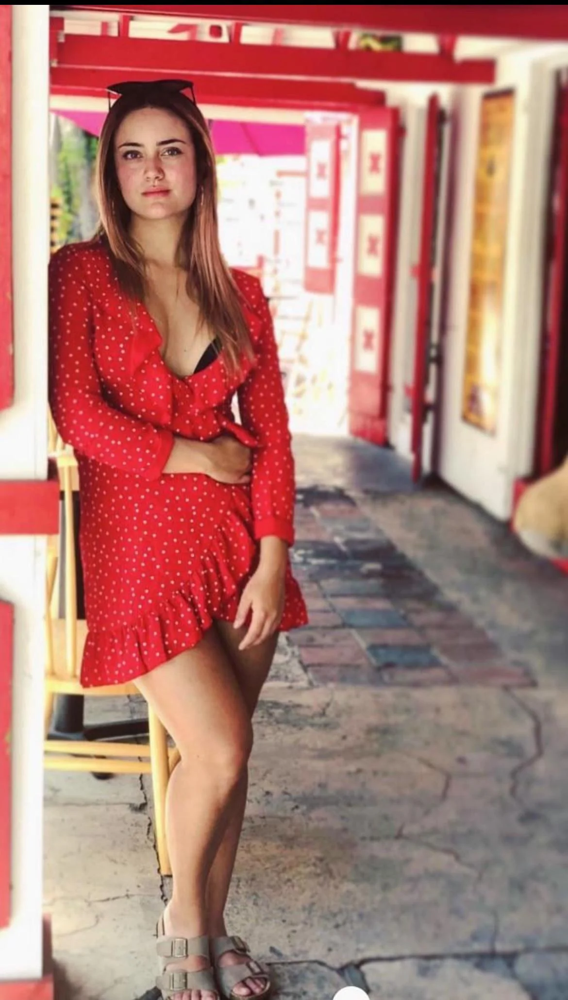 Classy redhead in red dress picture 1 of 1