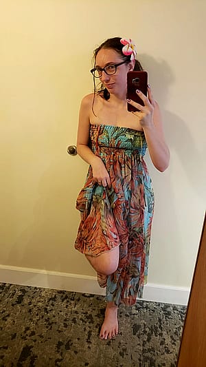Flowers flowers everywhere, on my dress and in my hair'
