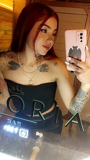 All dolled up at the bar'